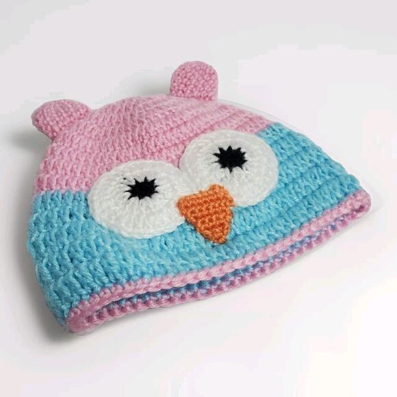 Newborn Baby Photo's Outfit Hand Crocheted Owl Hat & Diaper Cover Set 0-9 months - Picture 2 of 5